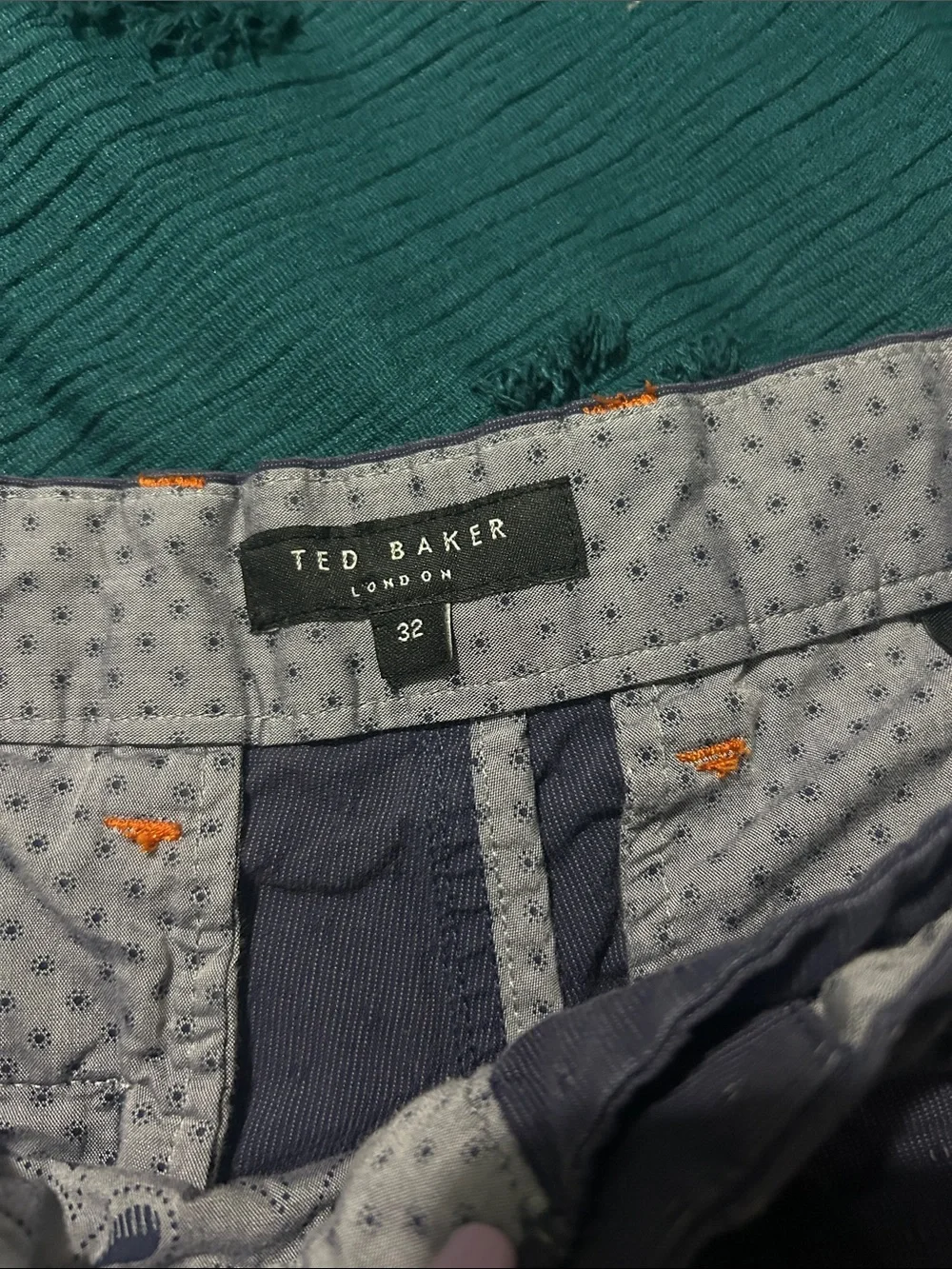 Ted Baker London Navy Blue Flat Front Shorts